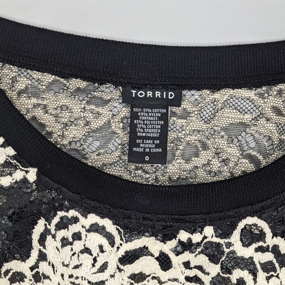 Torrid Lace Striped Floral Summer Layering Top Blouse Shirt Size Womans 0x - Picture 3 of 4